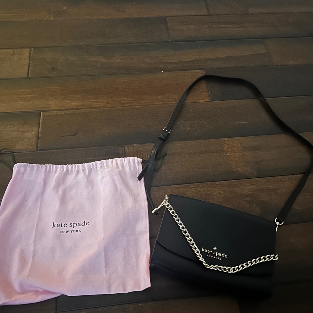 Kate Spade Black Crossbody Bag with Chain Accent